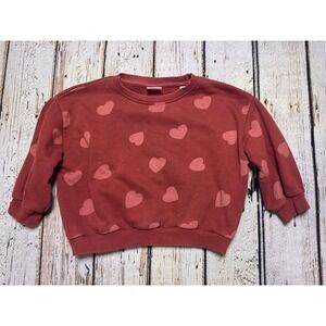 Zara dark red pink heart sweatshirt 2-3 2T 3T